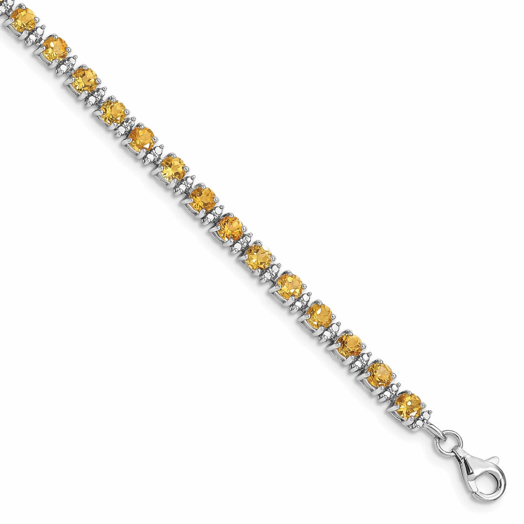 Lovely Rita's Bracelets Silver Citrine Gemstone Round Diamond Bracelet