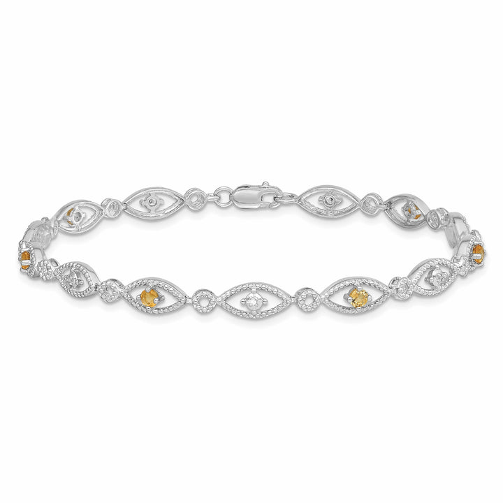 Lovely Rita's Bracelets Silver Citrine Gemstone Round Diamond Bracelet