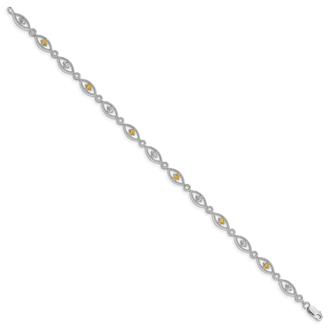 Lovely Rita's Bracelets Silver Citrine Gemstone Round Diamond Bracelet