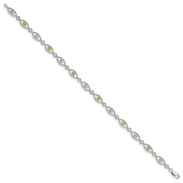 Lovely Rita's Bracelets Silver Citrine Gemstone Round Diamond Bracelet