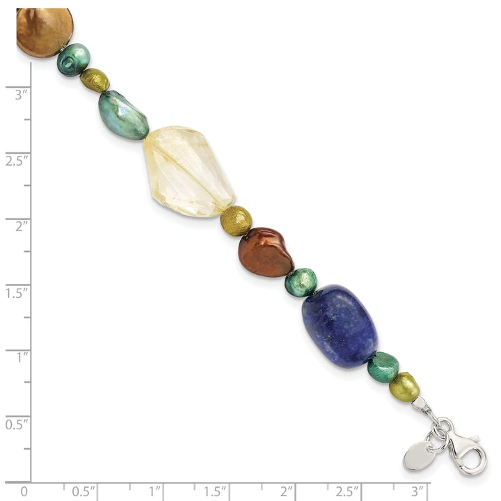 Lovely Rita's Bracelets Silver Citrine Lapis Dye Howlite Pearl Bracelet