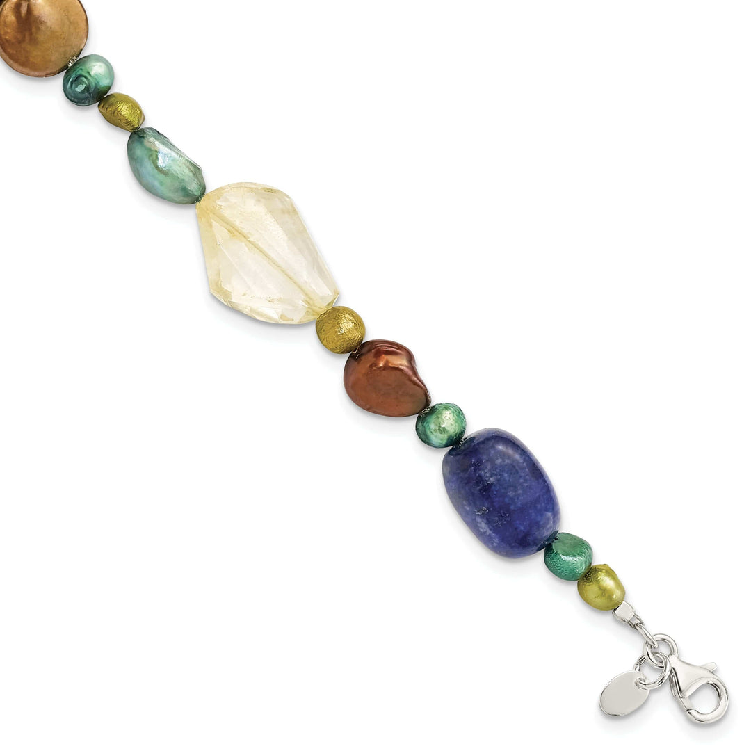 Lovely Rita's Bracelets Silver Citrine Lapis Dye Howlite Pearl Bracelet
