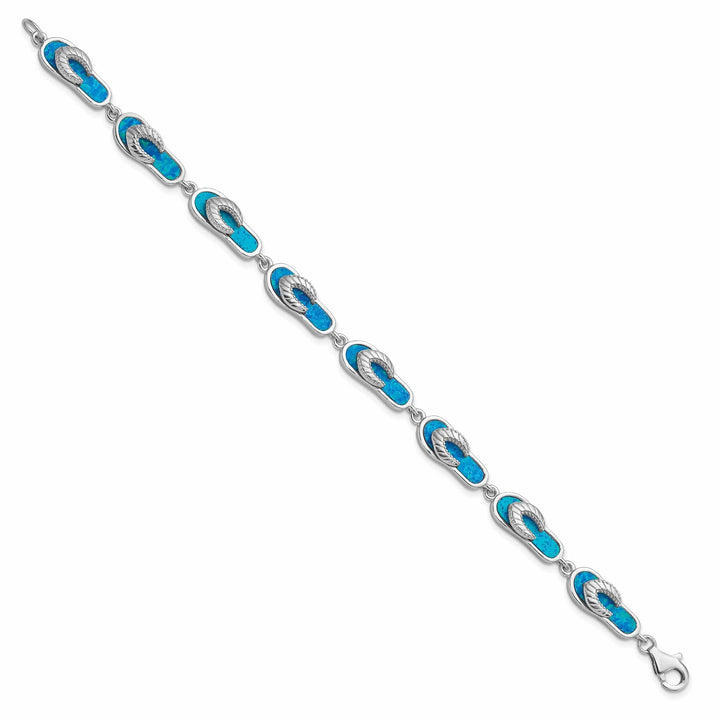 Lovely Rita's Bracelets Silver Created Blue Opal Inlay Sandal Bracelet