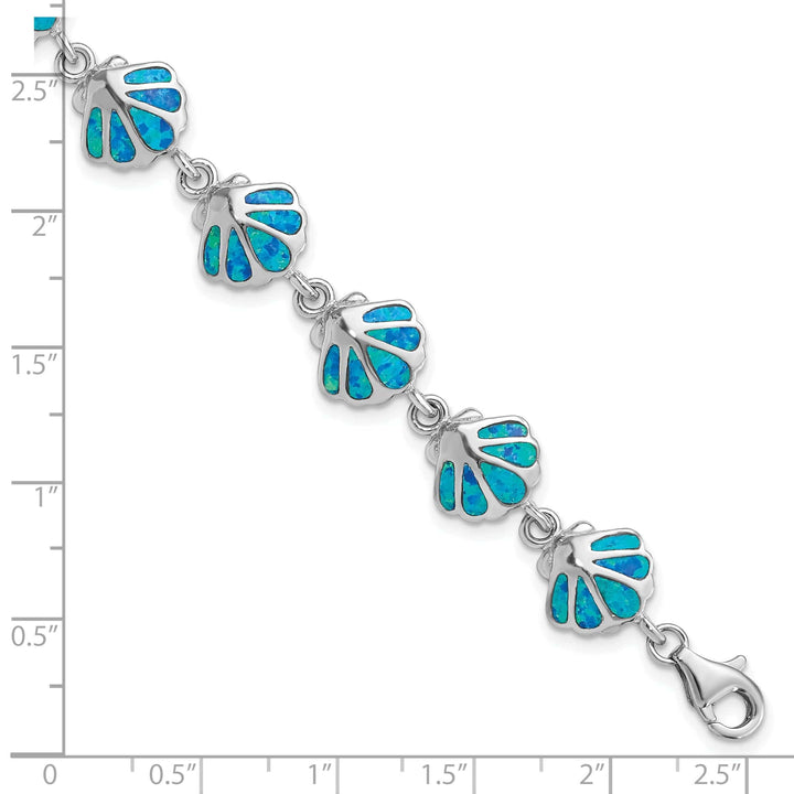 Lovely Rita's Bracelets Silver Created Blue Opal Inlay Shell Bracelet