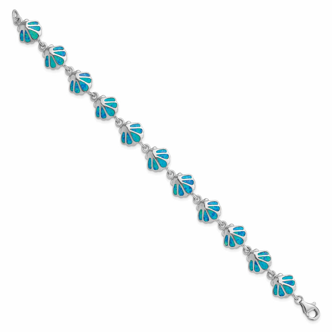 Lovely Rita's Bracelets Silver Created Blue Opal Inlay Shell Bracelet