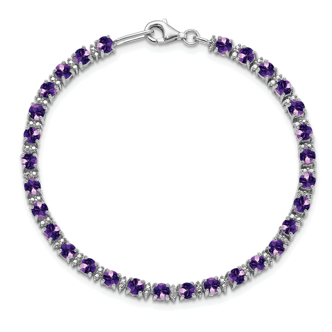 Lovely Rita's Bracelets Silver Diamond Amethyst Gemstone Bracelet