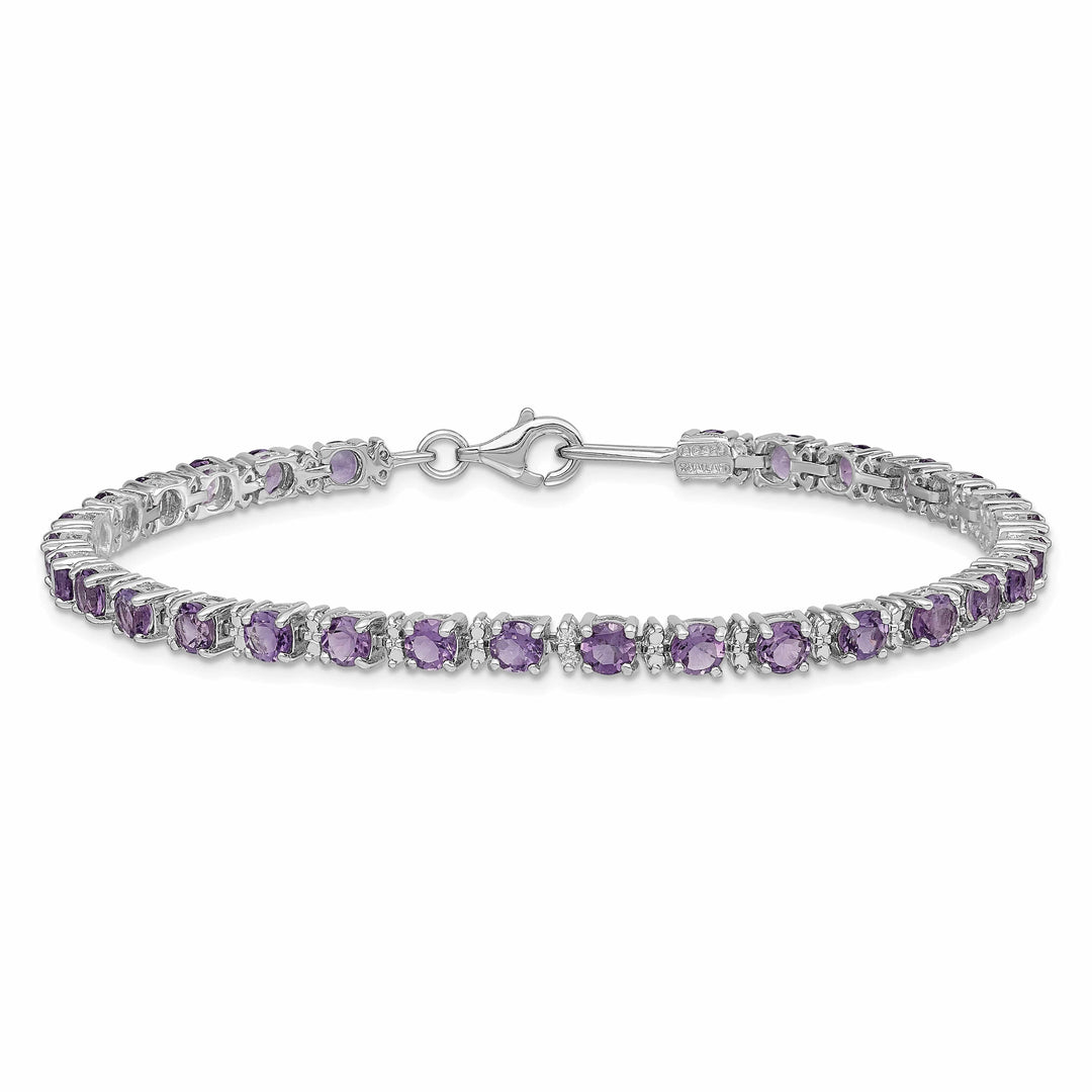 Lovely Rita's Bracelets Silver Diamond Amethyst Gemstone Bracelet