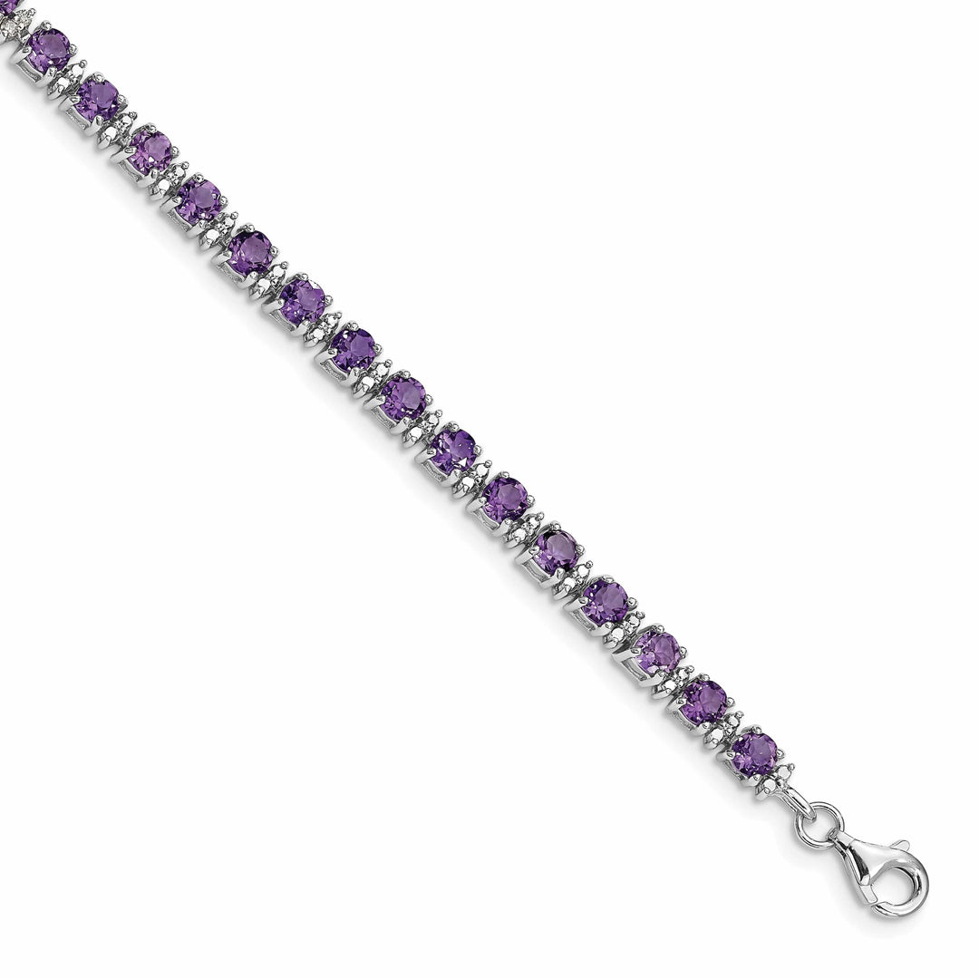 Lovely Rita's Bracelets Silver Diamond Amethyst Gemstone Bracelet