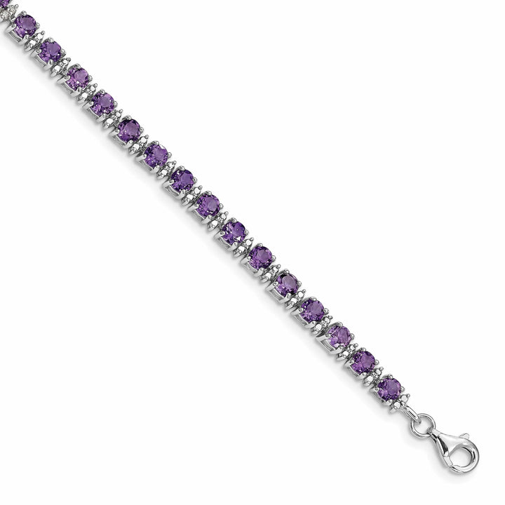Lovely Rita's Bracelets Silver Diamond Amethyst Gemstone Bracelet
