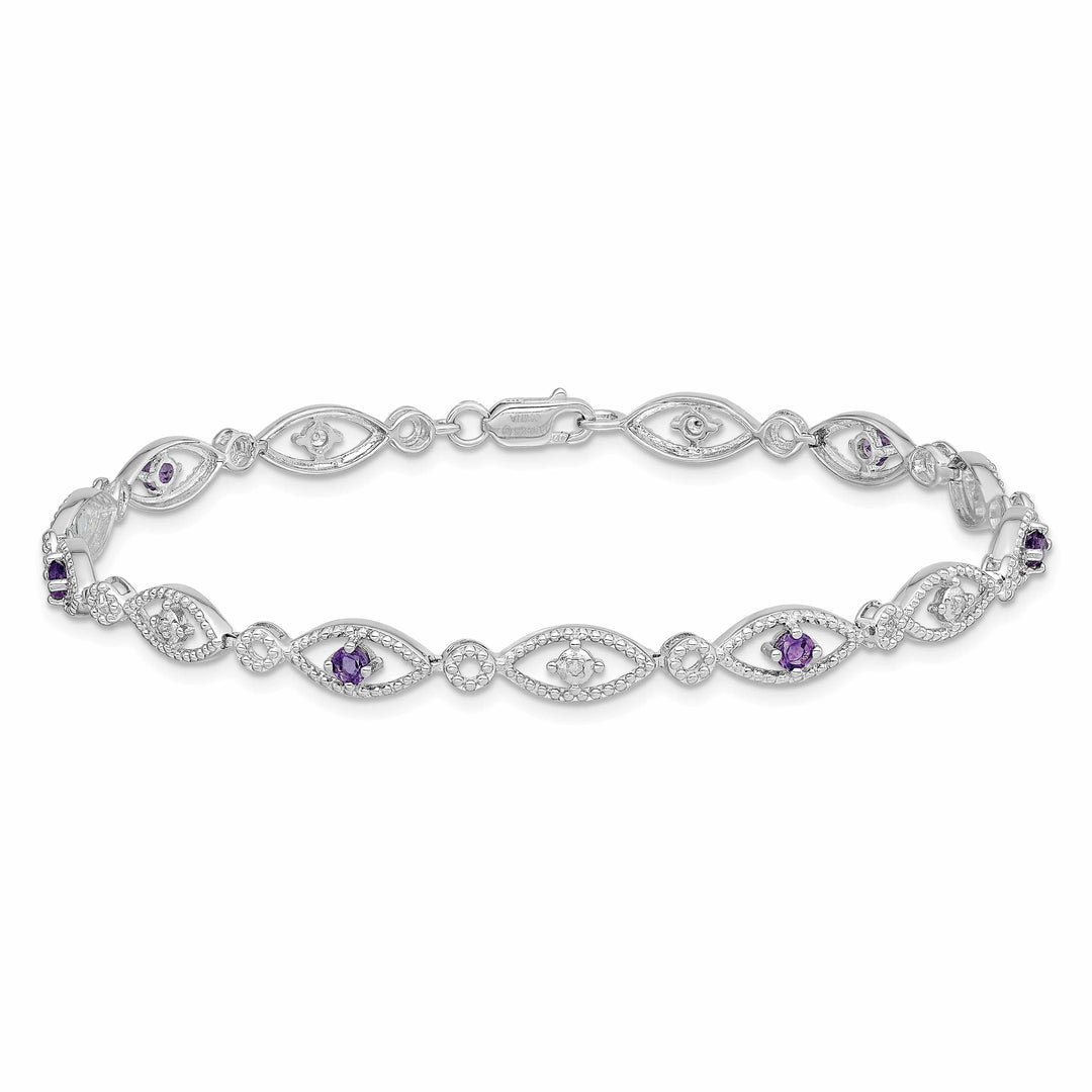 Lovely Rita's Bracelets Silver Diamond Amethyst Gemstone Bracelet