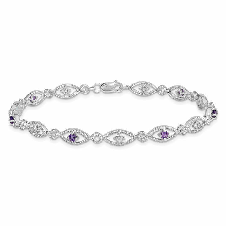 Lovely Rita's Bracelets Silver Diamond Amethyst Gemstone Bracelet