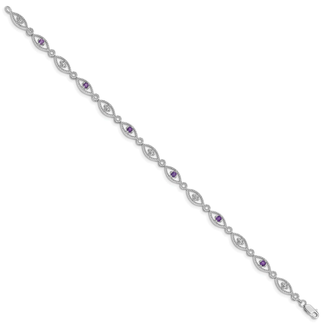 Lovely Rita's Bracelets Silver Diamond Amethyst Gemstone Bracelet