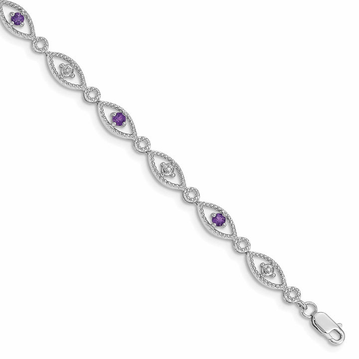 Lovely Rita's Bracelets Silver Diamond Amethyst Gemstone Bracelet