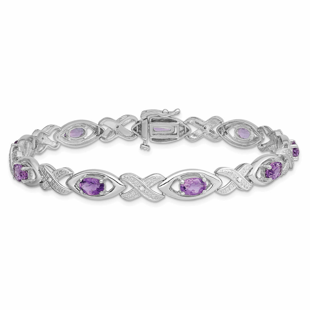 Lovely Rita's Bracelets Silver Diamond Amethyst Gemstone Bracelet