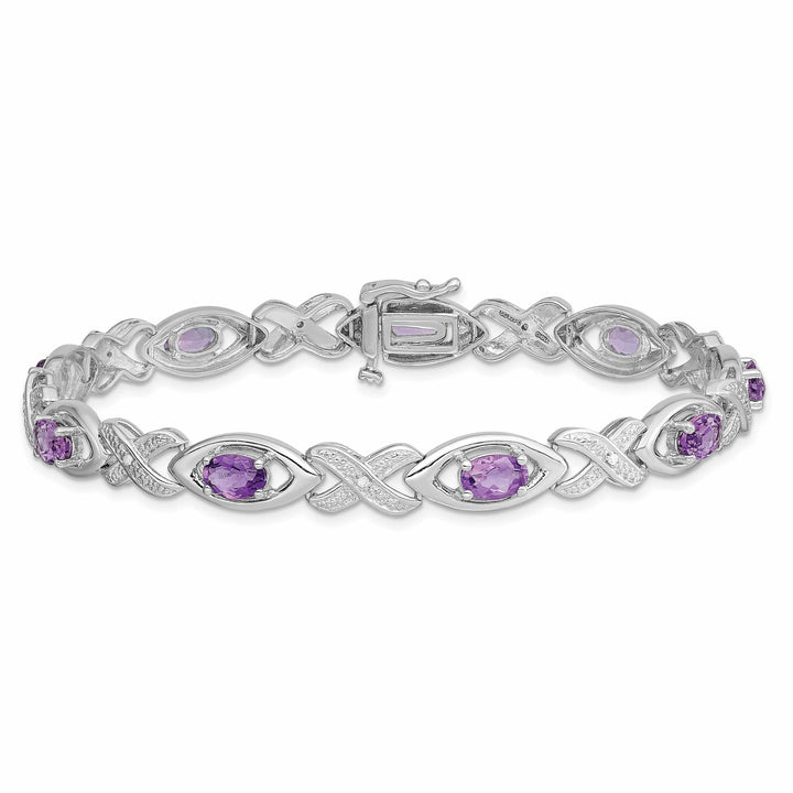 Lovely Rita's Bracelets Silver Diamond Amethyst Gemstone Bracelet