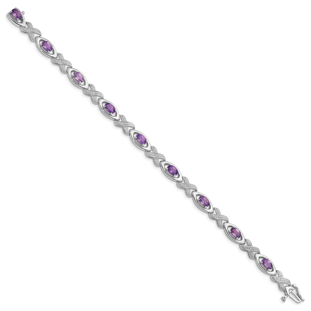 Lovely Rita's Bracelets Silver Diamond Amethyst Gemstone Bracelet