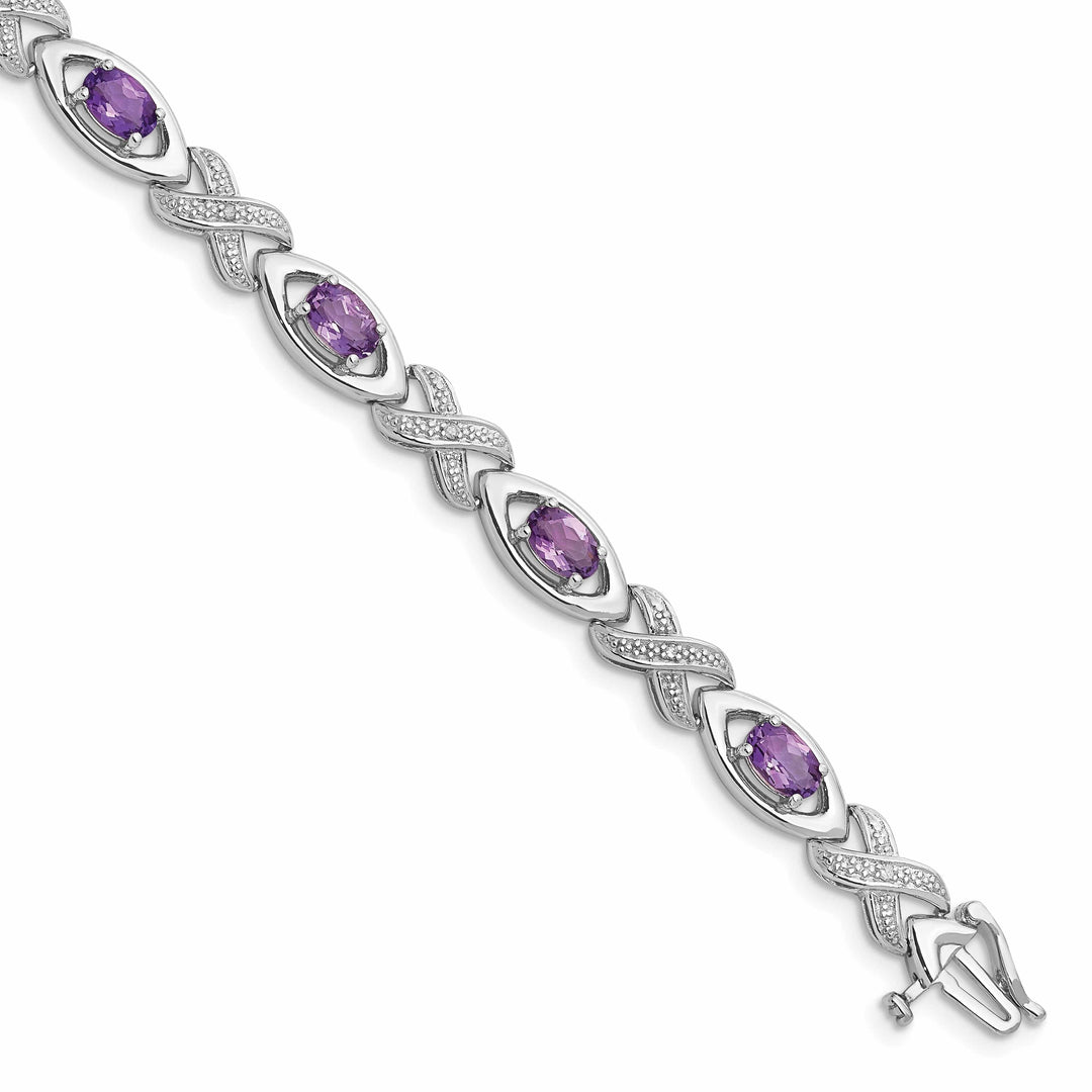 Lovely Rita's Bracelets Silver Diamond Amethyst Gemstone Bracelet