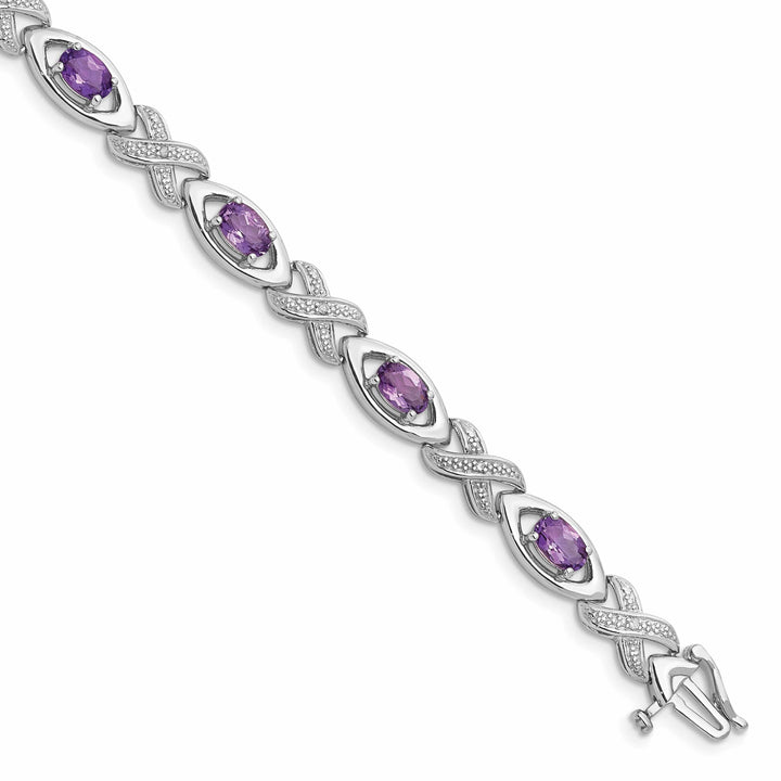Lovely Rita's Bracelets Silver Diamond Amethyst Gemstone Bracelet