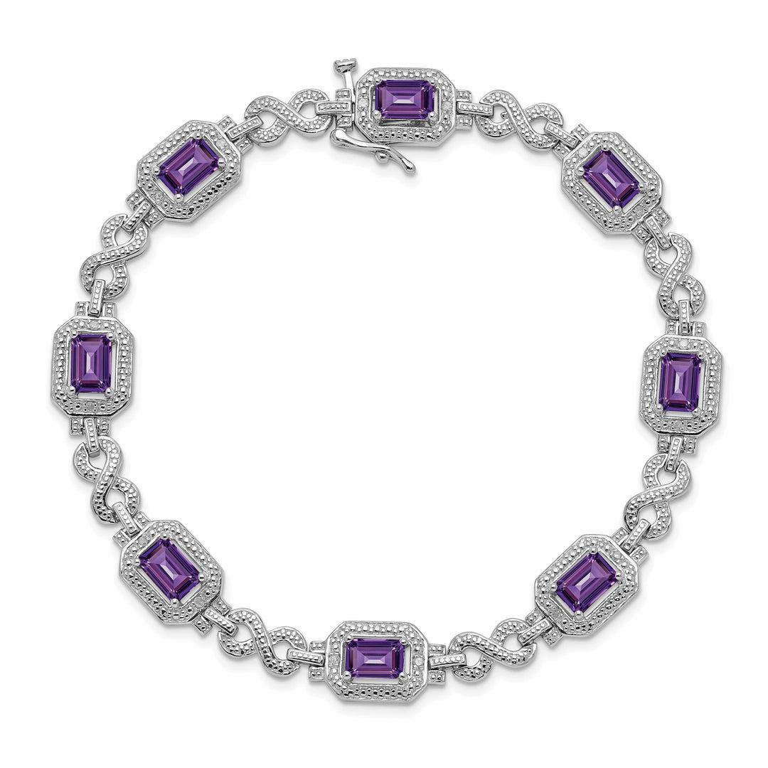Lovely Rita's Bracelets Silver Diamond Amethyst Gemstone Bracelet