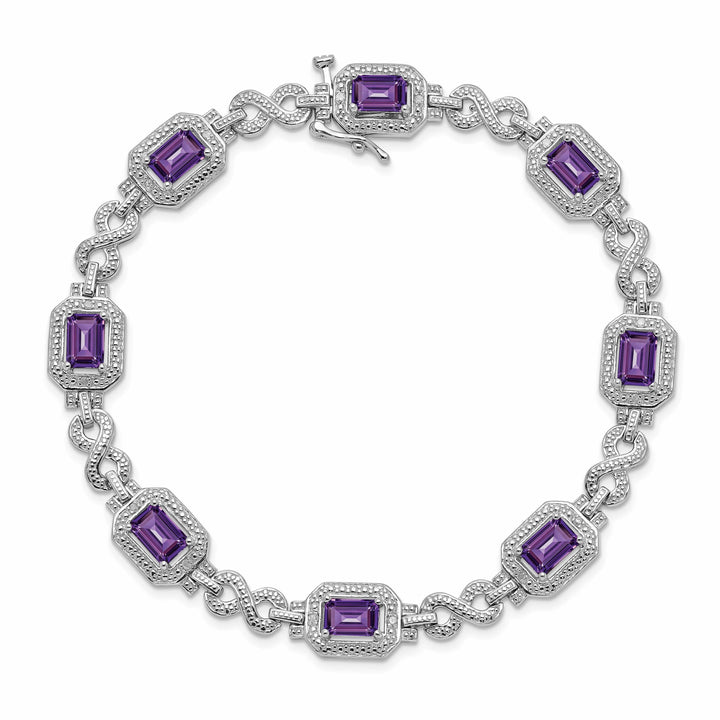 Lovely Rita's Bracelets Silver Diamond Amethyst Gemstone Bracelet
