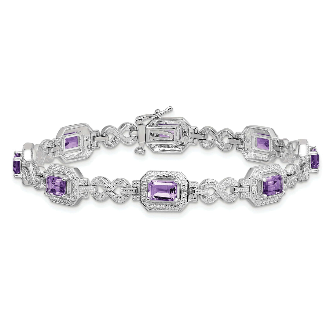 Lovely Rita's Bracelets Silver Diamond Amethyst Gemstone Bracelet