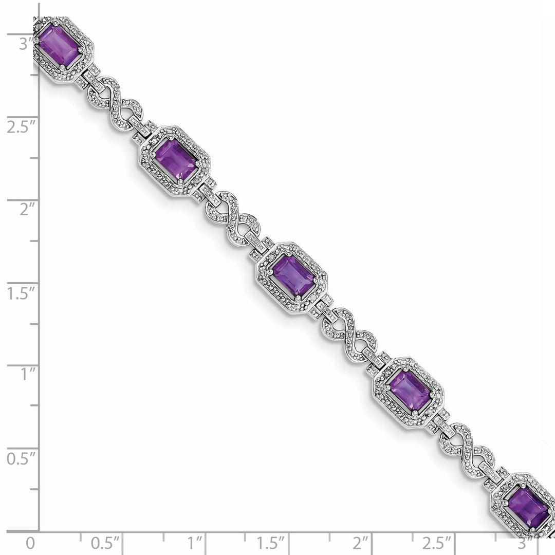 Lovely Rita's Bracelets Silver Diamond Amethyst Gemstone Bracelet
