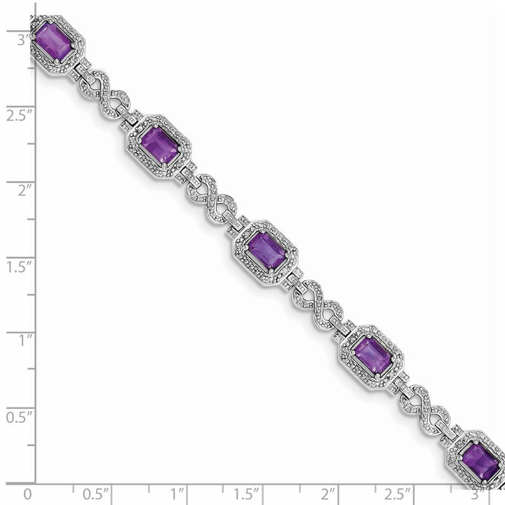 Lovely Rita's Bracelets Silver Diamond Amethyst Gemstone Bracelet