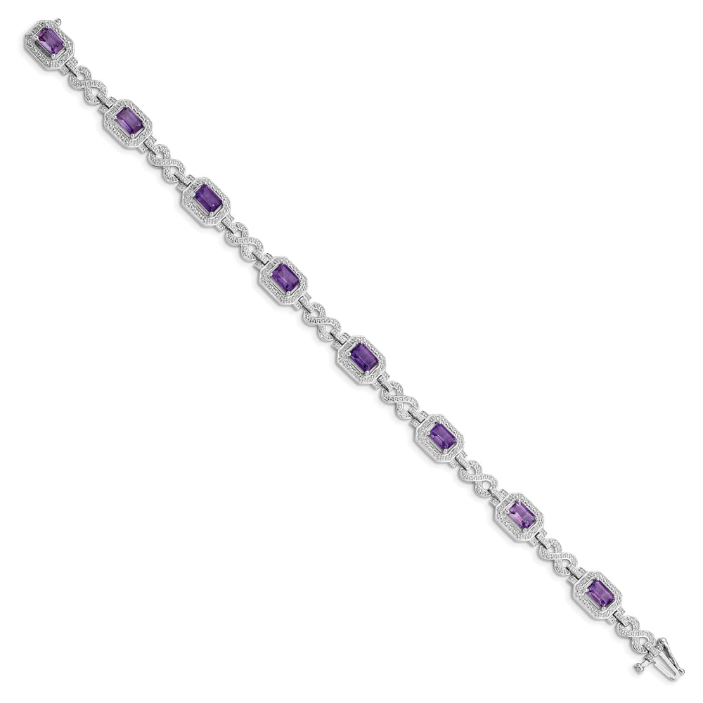 Lovely Rita's Bracelets Silver Diamond Amethyst Gemstone Bracelet