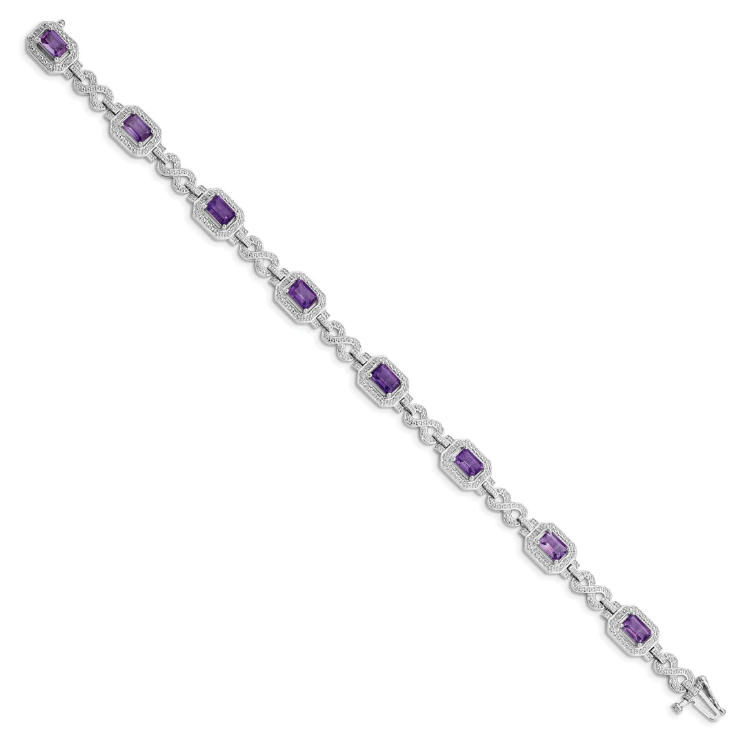 Lovely Rita's Bracelets Silver Diamond Amethyst Gemstone Bracelet