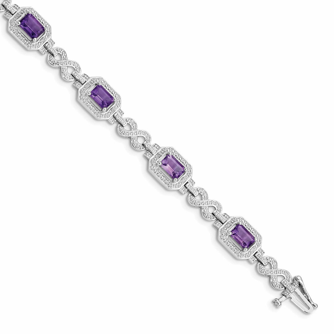 Lovely Rita's Bracelets Silver Diamond Amethyst Gemstone Bracelet