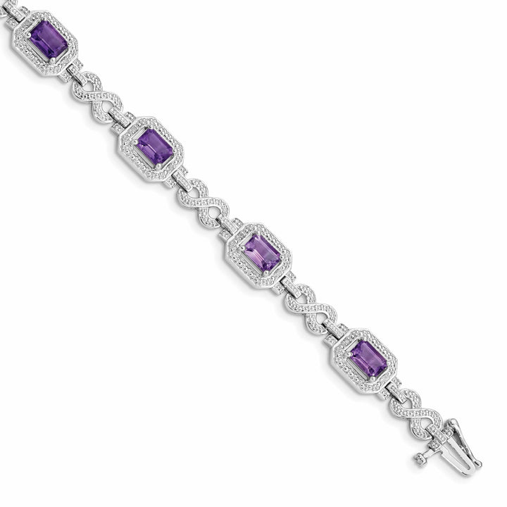 Lovely Rita's Bracelets Silver Diamond Amethyst Gemstone Bracelet