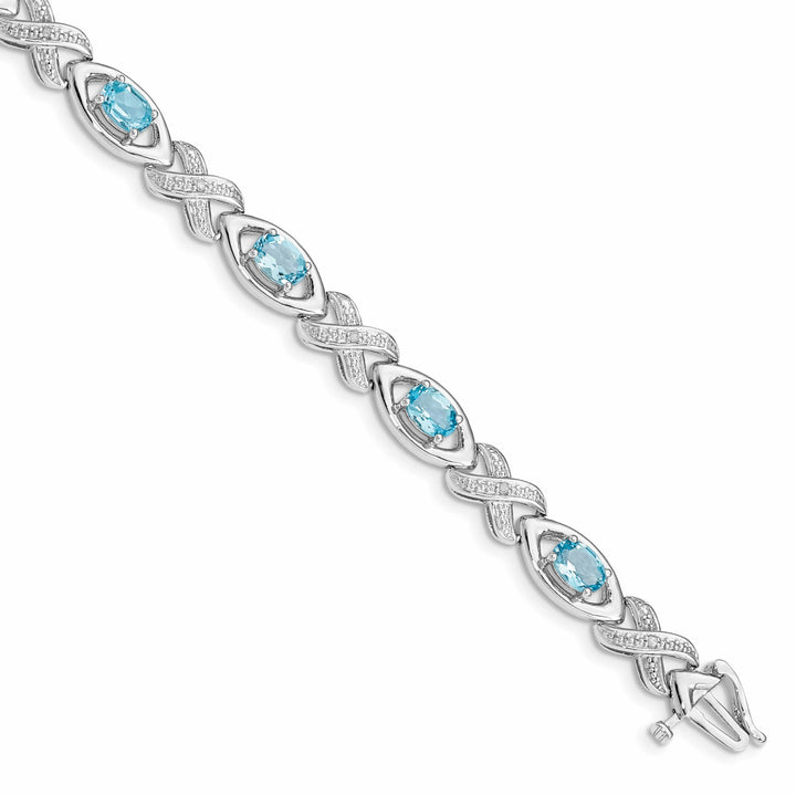Lovely Rita's Bracelets Silver Diamond Blue Topaz Gemstone Bracelet