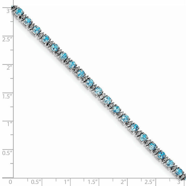 Lovely Rita's Bracelets Silver Diamond Blue Topaz Gemstone Bracelet