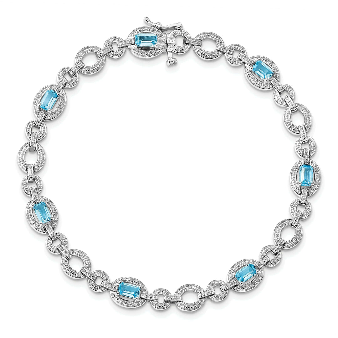 Lovely Rita's Bracelets Silver Diamond BlueTopaz Gemstone Bracelet