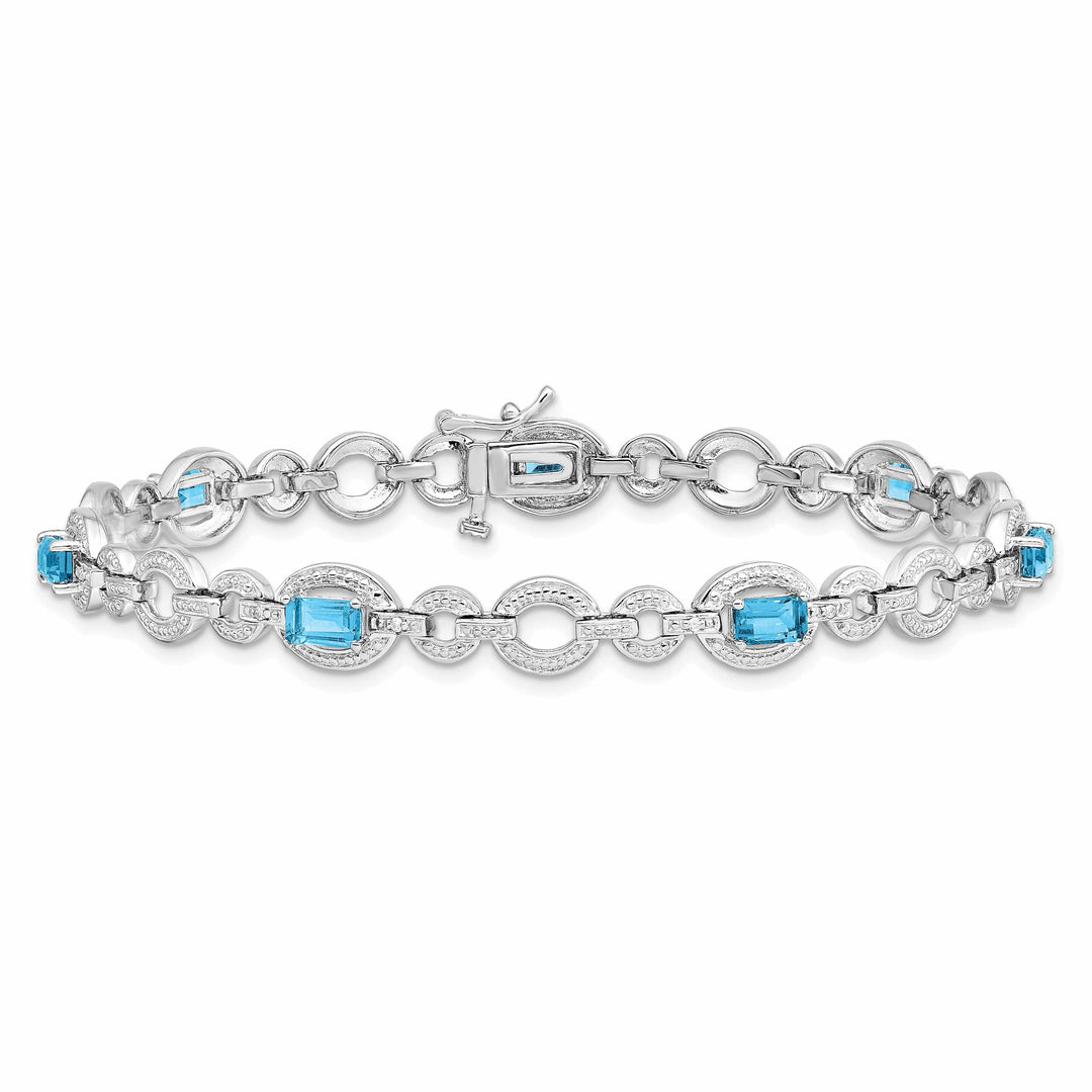 Lovely Rita's Bracelets Silver Diamond BlueTopaz Gemstone Bracelet