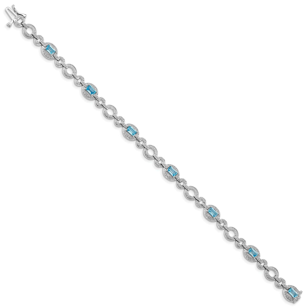 Lovely Rita's Bracelets Silver Diamond BlueTopaz Gemstone Bracelet
