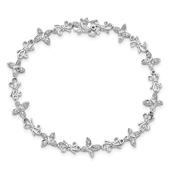 Lovely Rita's Bracelets Silver Diamond Butterfly Fancy Bows Bracelet