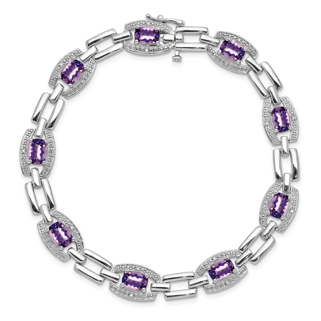 Lovely Rita's Bracelets Silver Diamond Cushion Cut Amethyst Bracelet