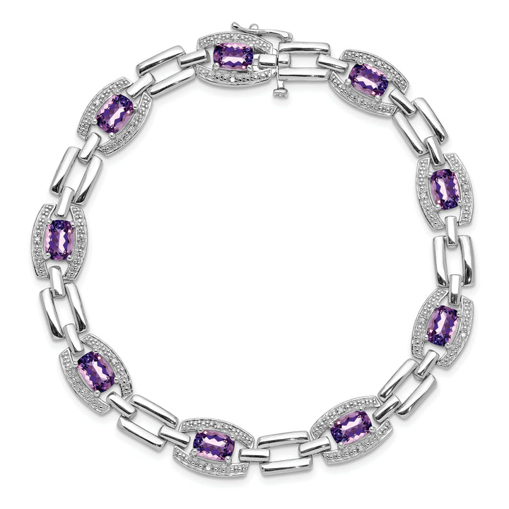 Lovely Rita's Bracelets Silver Diamond Cushion Cut Amethyst Bracelet