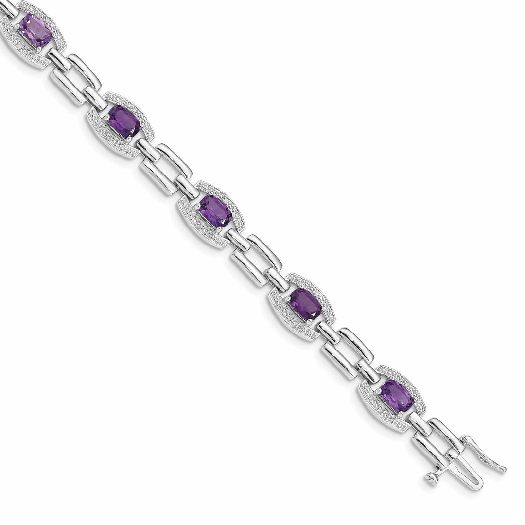 Lovely Rita's Bracelets Silver Diamond Cushion Cut Amethyst Bracelet