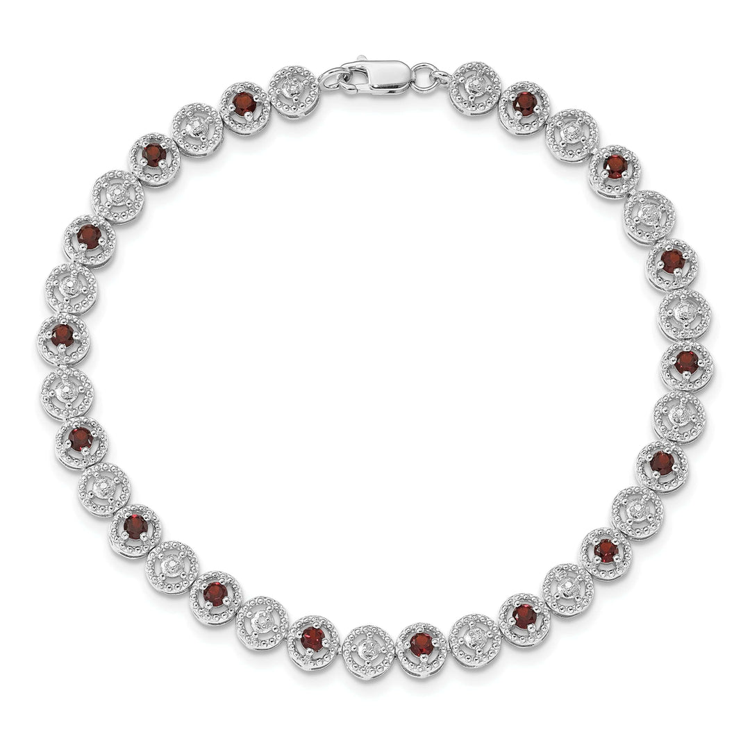 Lovely Rita's Bracelets Silver Diamond Garnet Gemstone Bracelet