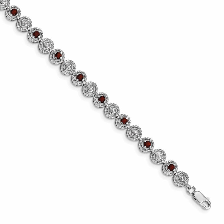 Lovely Rita's Bracelets Silver Diamond Garnet Gemstone Bracelet