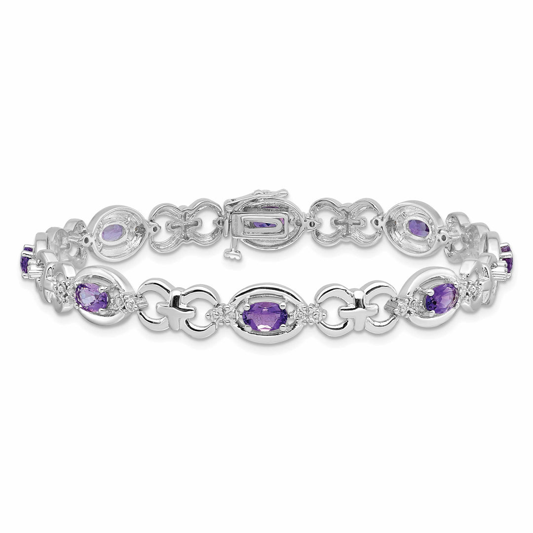 Lovely Rita's Bracelets Silver Diamond Genuine Amethyst Bracelet