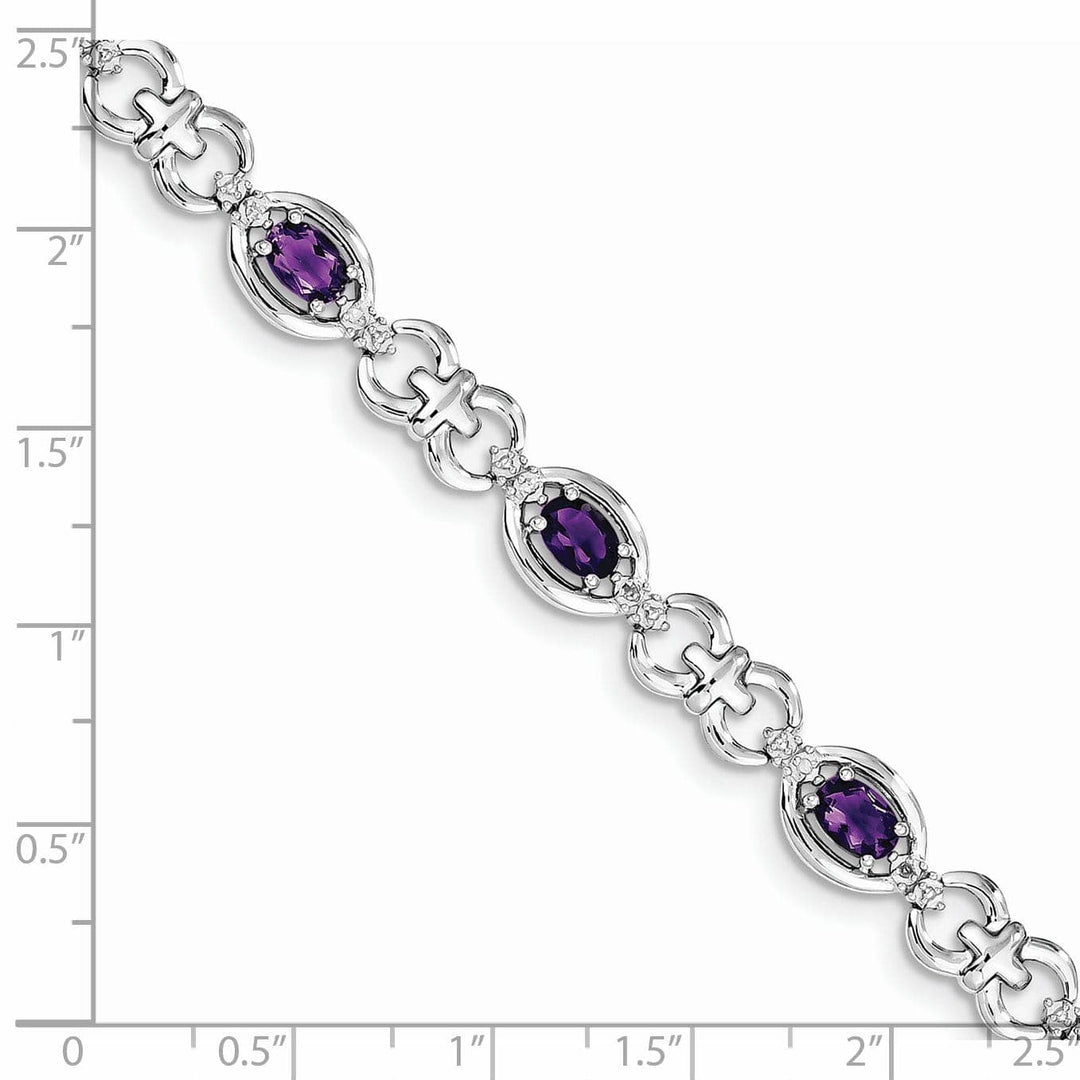 Lovely Rita's Bracelets Silver Diamond Genuine Amethyst Bracelet