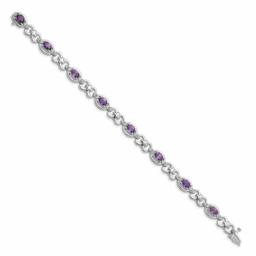 Lovely Rita's Bracelets Silver Diamond Genuine Amethyst Bracelet