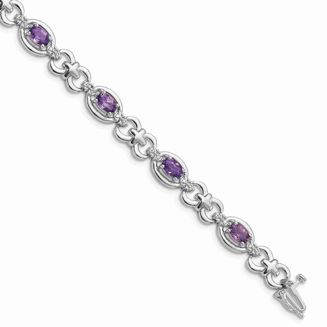 Lovely Rita's Bracelets Silver Diamond Genuine Amethyst Bracelet