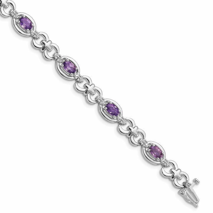 Lovely Rita's Bracelets Silver Diamond Genuine Amethyst Bracelet