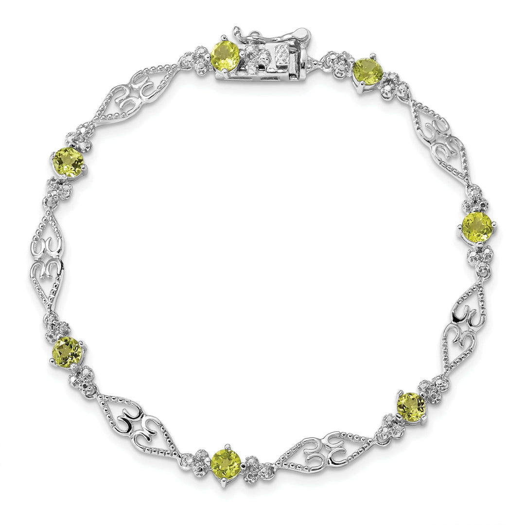 Lovely Rita's Bracelets Silver Diamond Peridot Gemstone Bracelet