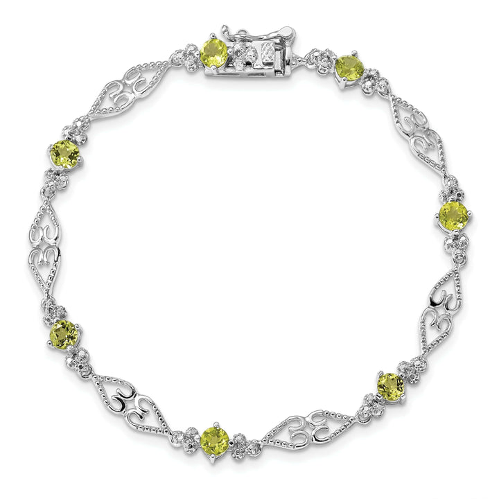 Lovely Rita's Bracelets Silver Diamond Peridot Gemstone Bracelet
