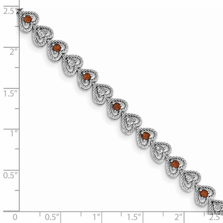 Lovely Rita's Bracelets Silver Diamond Round Garnet Gemstone Bracelet